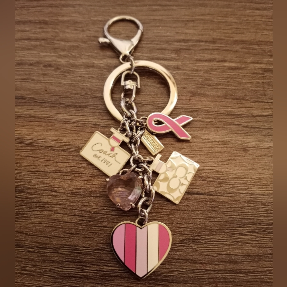 Coach breast cancer awareness keychain